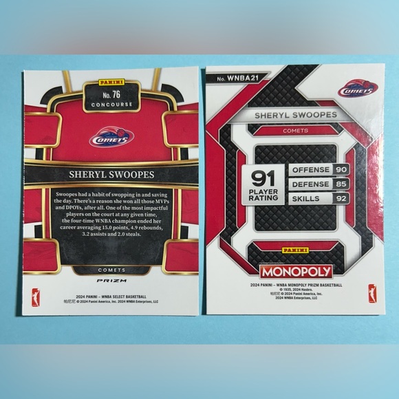 2 Sheryl Swoopes 2024 Panini Silver Flash + Monopoly WNBA Cards - Picture 2 of 2